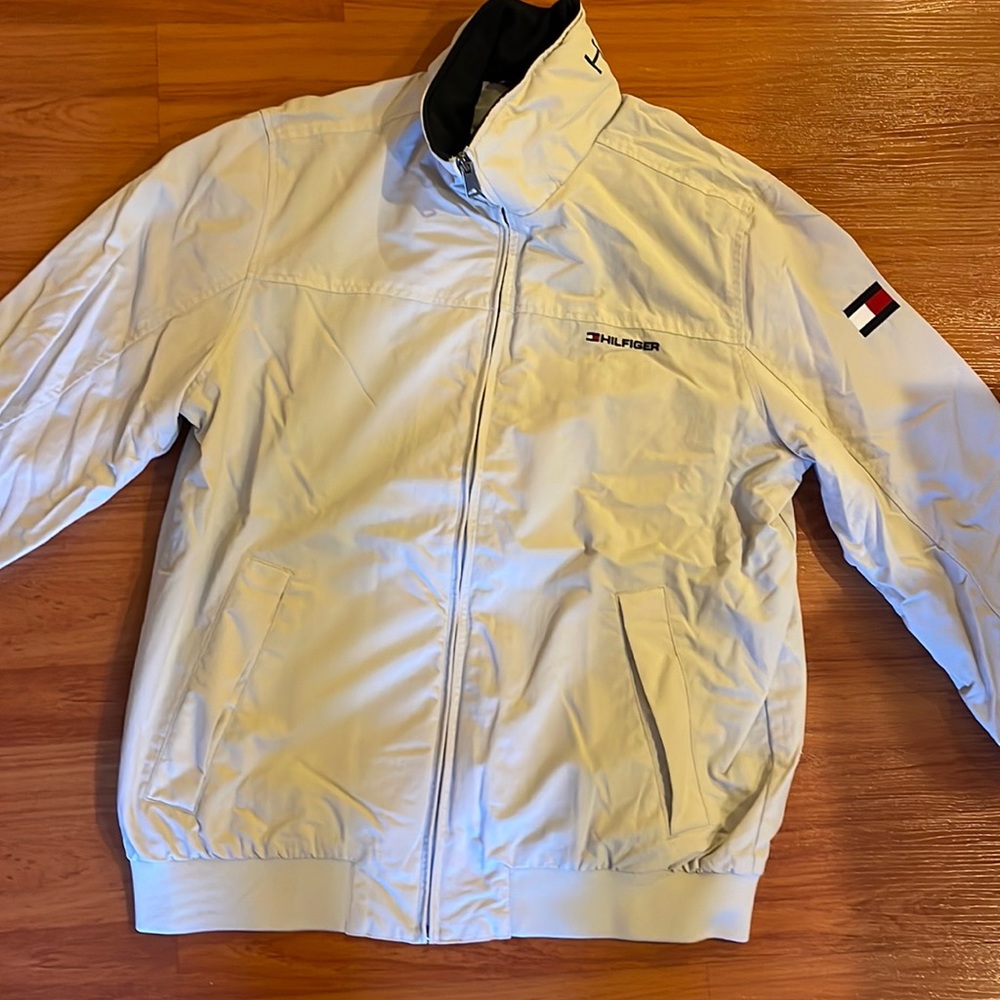 Darker white/very light tan colored Hilfiger jacket